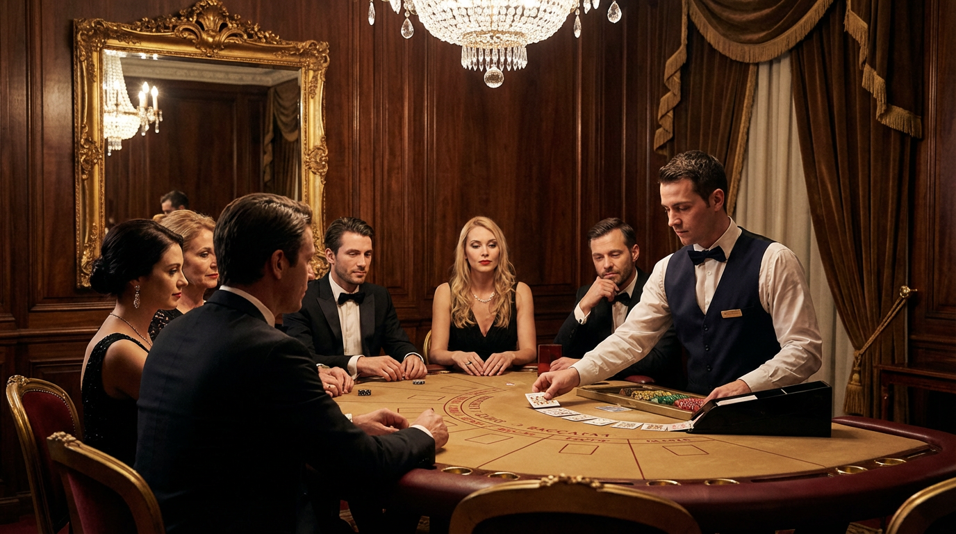 Jugadores de Bacará en una mesa de casino