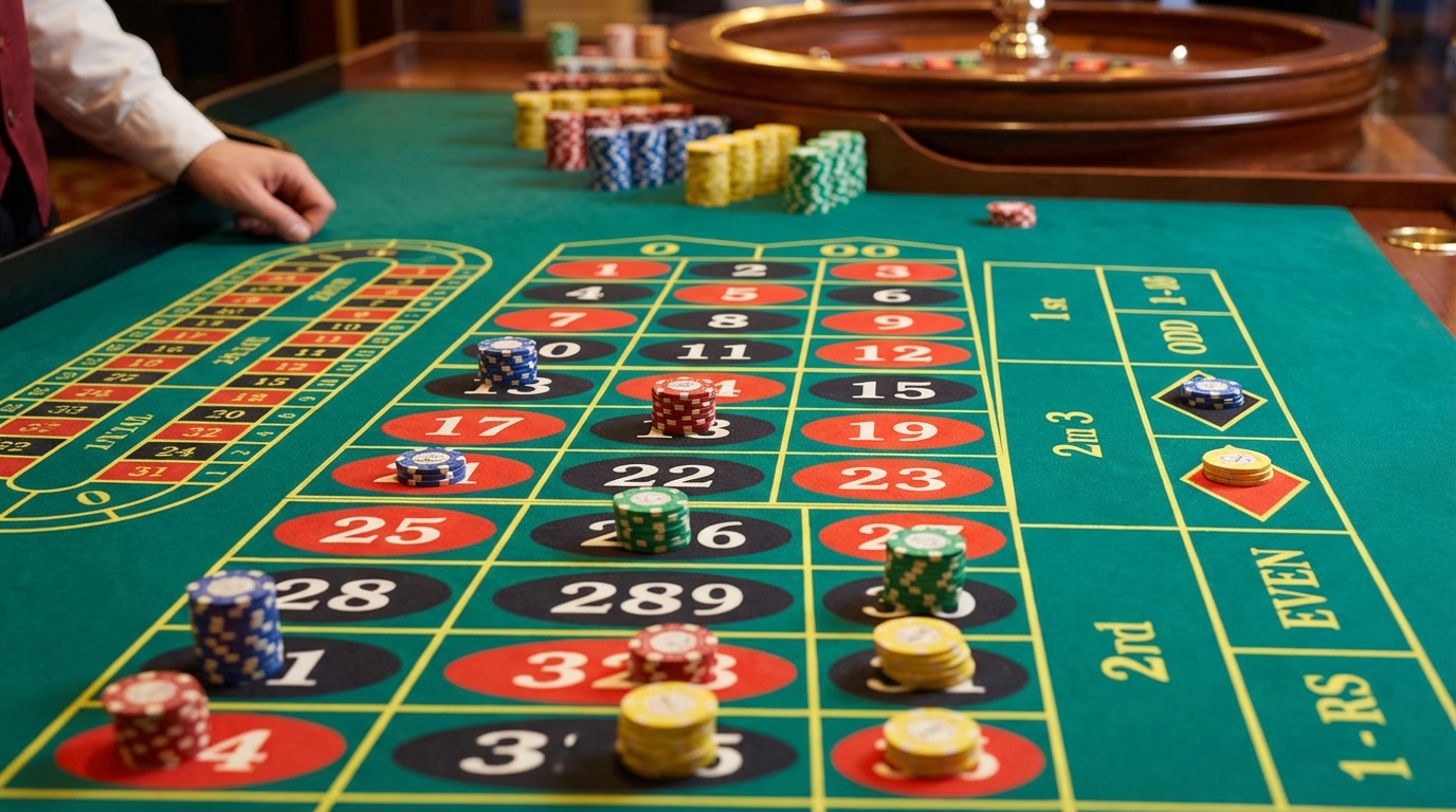 Detalle de las apuestas en la mesa de ruleta